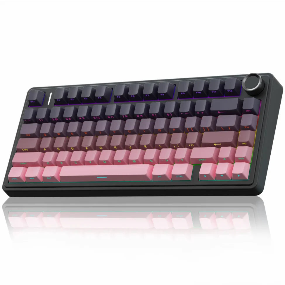 AULA F75 Gaming Mechanical Keyboard RGB 75% Layout Side-engraving Customized Gasket Mounted 80 key PBT Keycaps Wireless keyboard