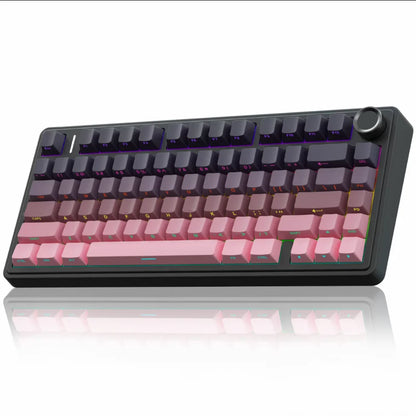 AULA F75 Gaming Mechanical Keyboard RGB 75% Layout Side-engraving Customized Gasket Mounted 80 key PBT Keycaps Wireless keyboard