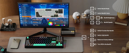 Attack Shark M87 TKL Wireless Mechanical Gaming Keyboard, RGB Backlit Compact Hot-Swappable Gasket Programmable USB-C/BT/2.4GHz
