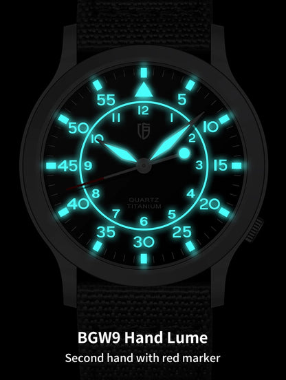 BERNY Titanium herenhorloge met kwartsmechanisme, AR-coating, saffierglas, modieus polshorloge, lichtgevend, VH31, ultradun polshorloge, waterdicht tot 5 ATM