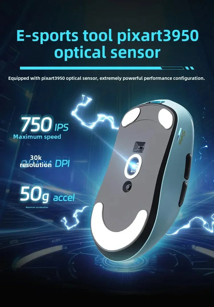 SCYROX V6 Wireless Gaming Mouse with PAW3950 Sensor, 8KHz Polling Rate, 24,600 DPI, 40g Ultra-Light Esports Mouse with 8K Receiver