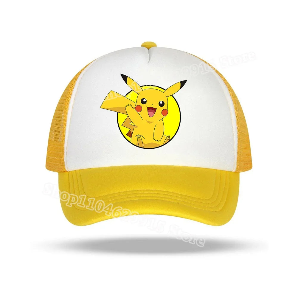 Pokemons Baseball Cap Cartoon Anime Charmander Pikachu Squirtle Headwear Summer Adjustable Breathable Mesh Hats Birthday Gift