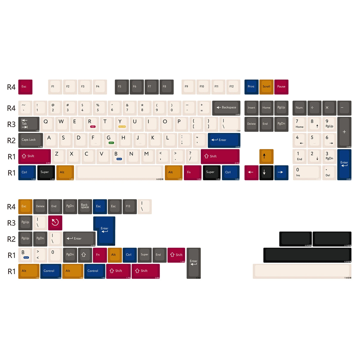 KBDiy GMK Red Dragon Keycaps PBT 143 Keys Set Retro Alice ISO Cherry Profile KeyCap For Custom DIY 60 Mechanical Keyboard Gaming