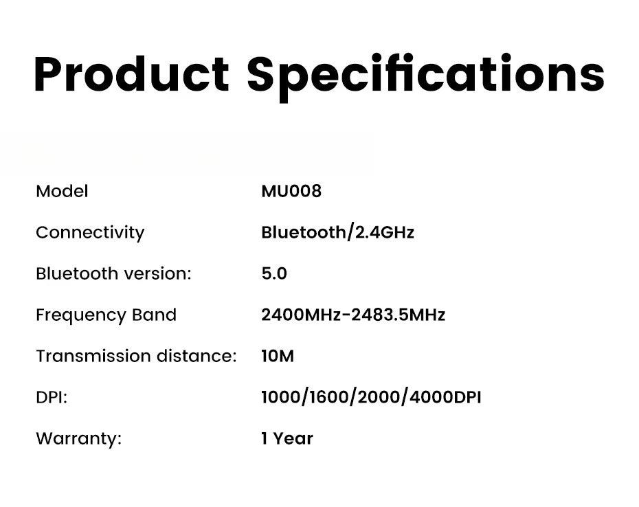 Mouse Wireless Bluetooth 5.0 2.4G Ergonomic 4000DPI 6 Mute Buttons for MacBook Tablet Laptops Computer PC Mice