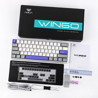 AULA WIN60 HE/WIN60 HE MAX 60% Tastiera meccanica cablata con struttura Tray-Mount hot-swap e switch magnetici Hall Effect