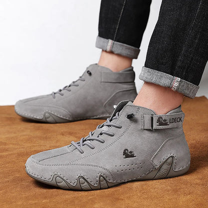 Men's Leather Casual Shoes, Non-slip Walking Sports Shoes, Handmade Shoes for Men with Free Shipping, High Top Sneakers Masculino