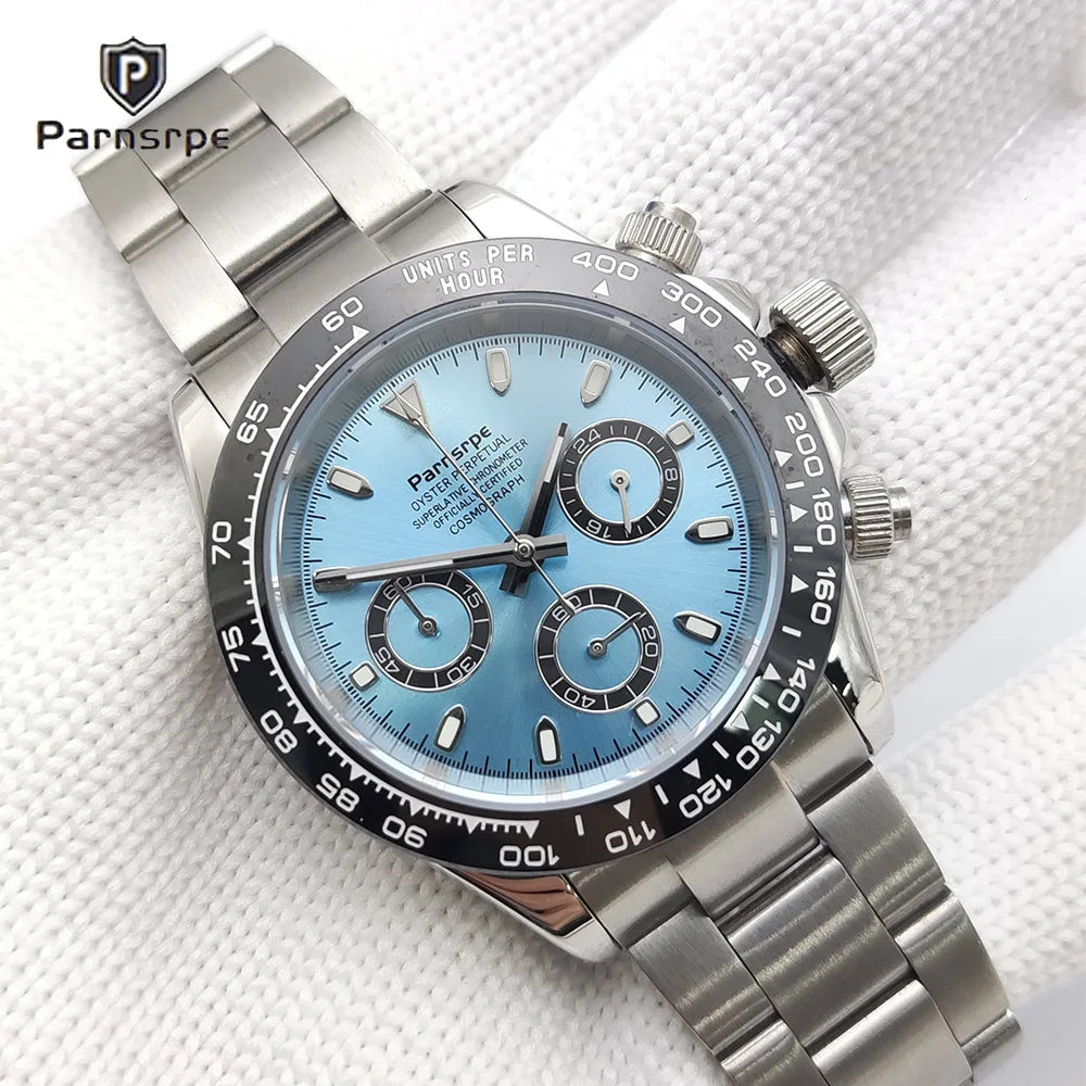 39mm Watch Quartz for Men Luxury Chronograph Fashion Sapphire Trendy Stylish Sports Mens Steel Band Wrist Watches