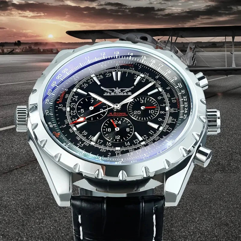 Mechanisch herenhorloge van roestvrij staal — hol ontwerp, grote wijzerplaat
