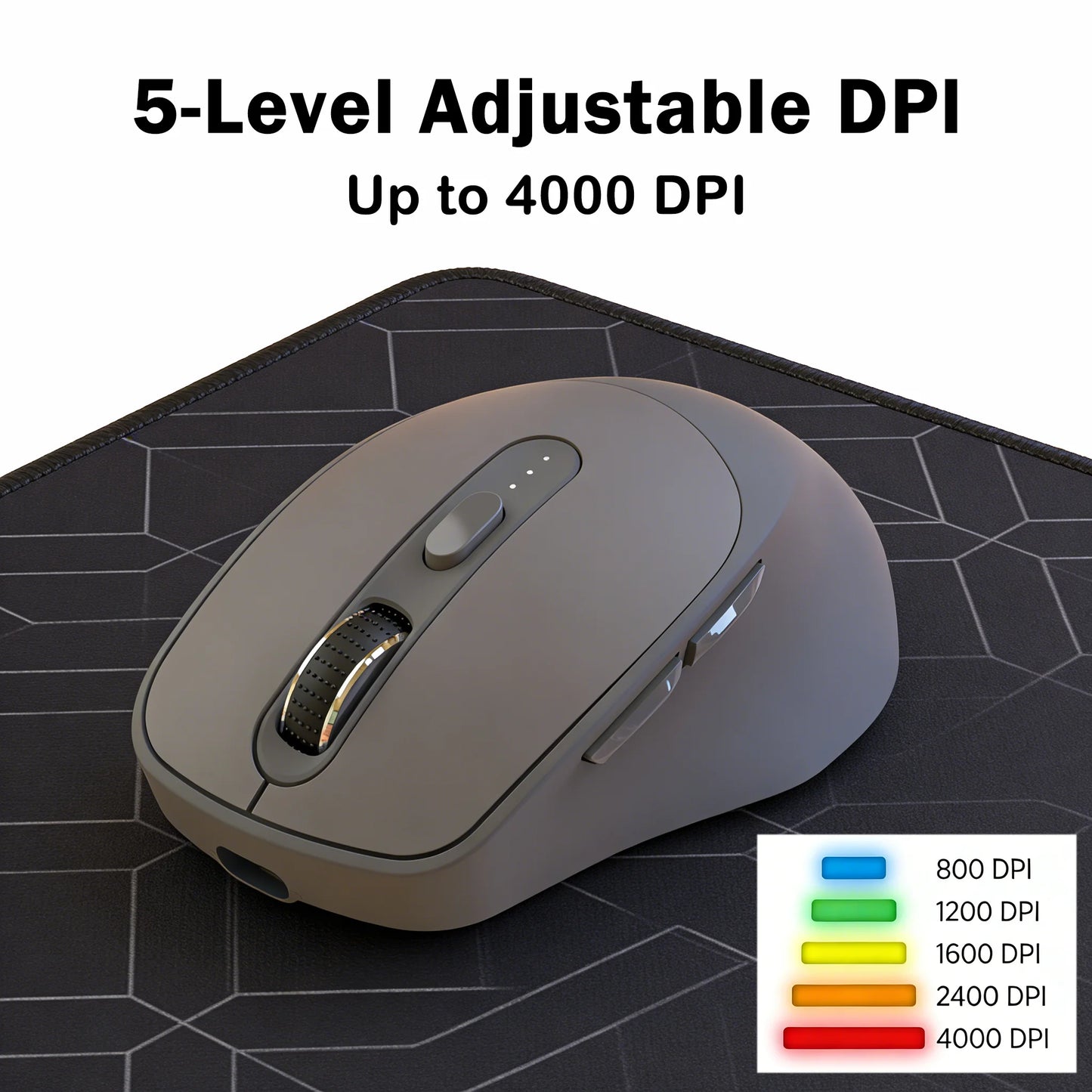 FREEWOLF X7 Wireless Mouse Bluetooth 2.4G Dual Mode Silent Rechargeable 4000 DPI Battery Indicator Ergonomic for PC Mac Laptop
