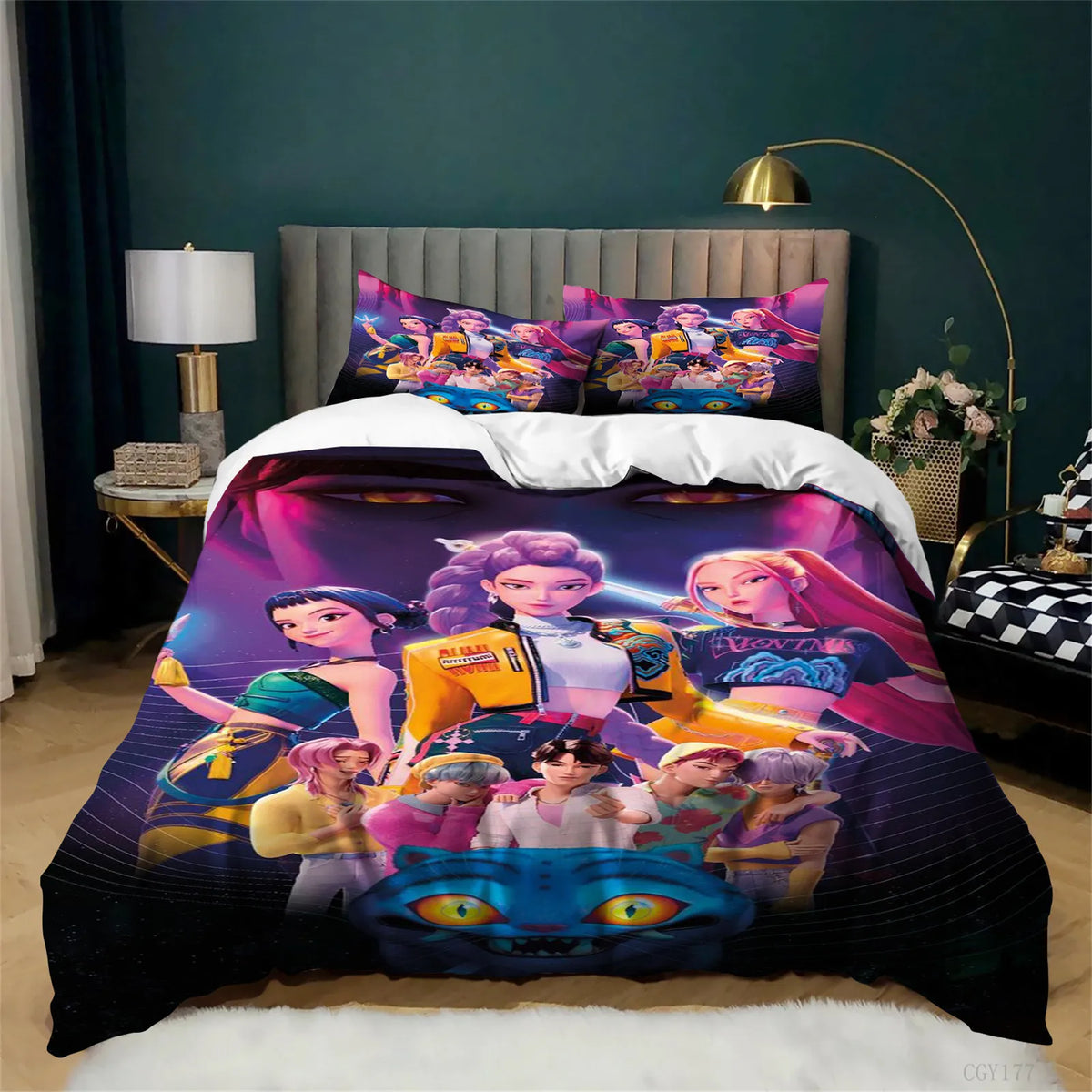 KPop Bedding påslakanset, 3 delar, lätt och mjukt påslakan i mikrofiber med dragkedja