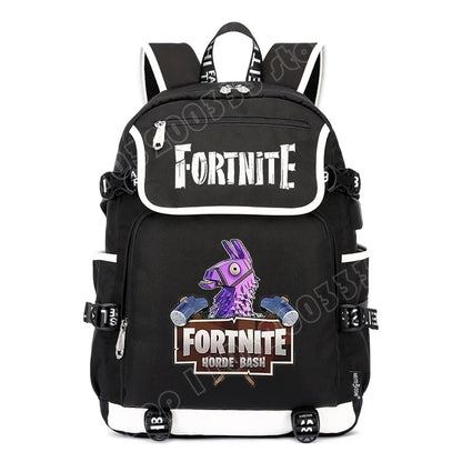 Zaino Fortnites di grande capacità, borsa casual a tracolla con porta USB, unisex, stile anime, cartella per studenti, nuovo regalo di cancelleria elegante