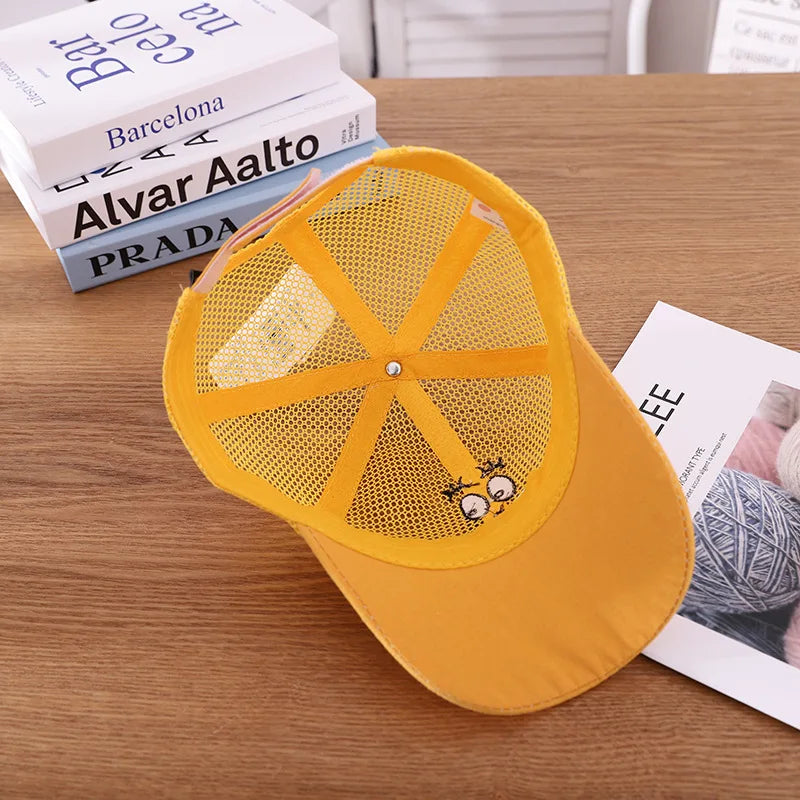 Cool New Boys Girls Kids Children Summer Cute Cap Smiley Face Kawaii Mesh Baseball Cap Popular Hip Hop Sun Hat DropShipping