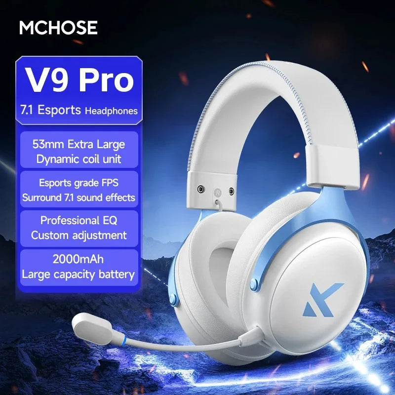 MCHOSE V9 Pro casque de jeu sans fil son Surround casque suppression du bruit micro faible latence léger pour PS5 PC SWITCH