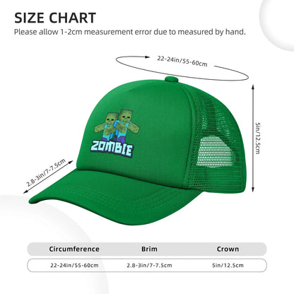 Adult Creepers Zombie Hostile Mob Character Trucker Cap Mesh Baseball Caps Polyester Hat Sun Caps Adjustable Golf Hats Summer