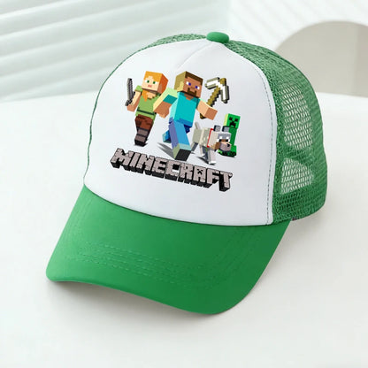 Minecrafted Mesh Baseball Caps Cartoon Figures Adult Children Sports Hats Boys Girls Summer Outdoor Sunshade Peaked Caps Gift