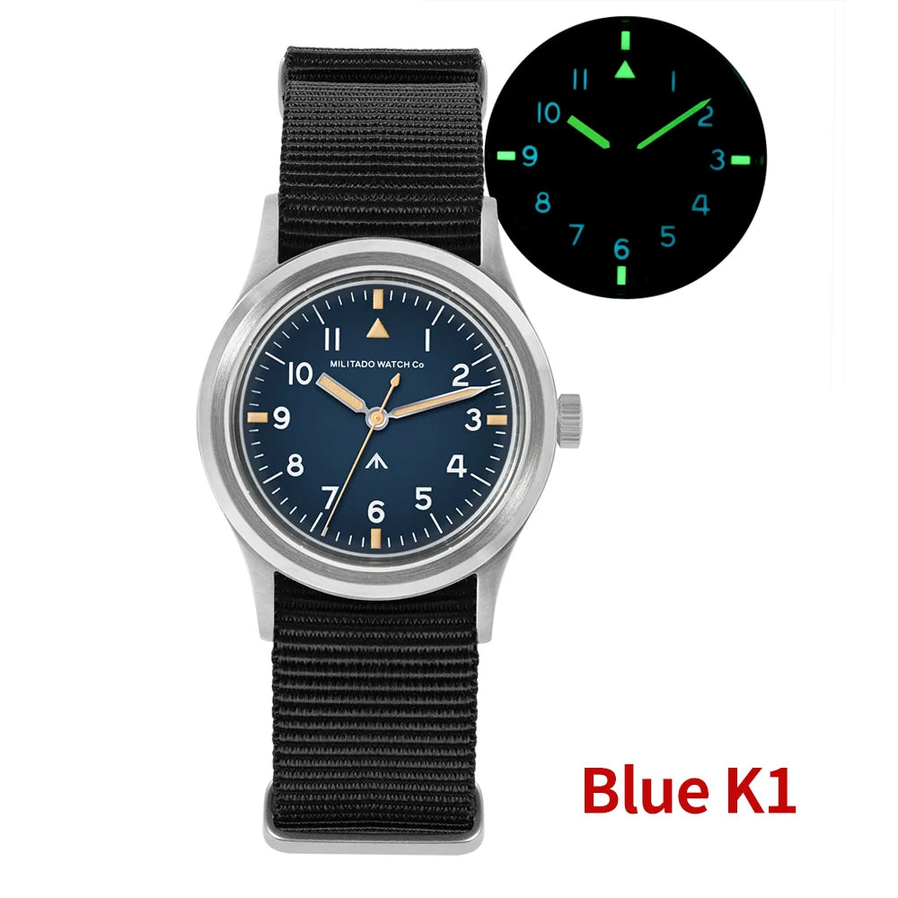 Militado New Ml14 Quartz Watches Man VH31 Sweep Movement K1 Or Sapphire 100M Waterproof Luminous 36Mm Vintage Military Watches