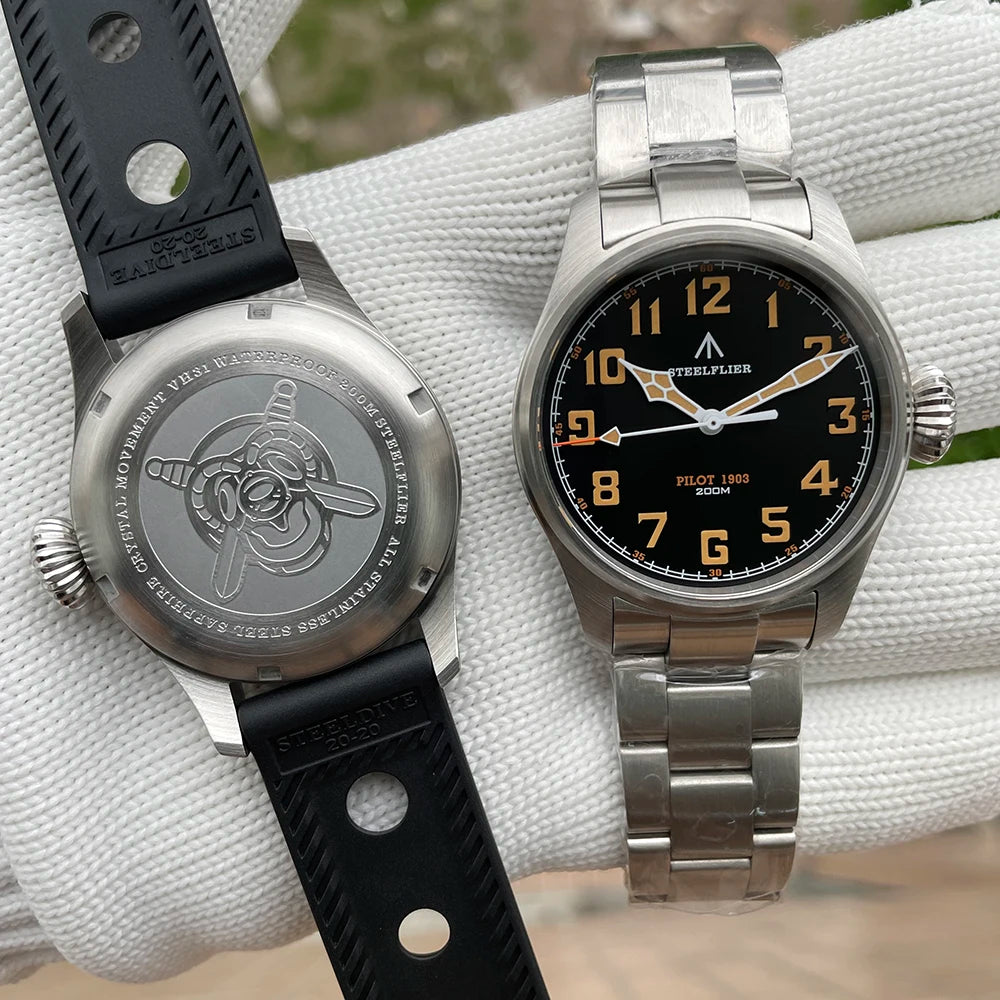STEELFLIER Officieel SF740V Nieuw quartz-polshorloge Super C3 Lichtgevend 200 m waterdicht VH31 Mute-uurwerk Herenmode Zakelijk horloge