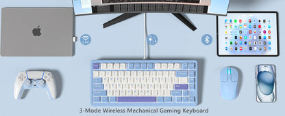 Womier SK75 75% Tri-Mode Aluminum Alloy Shell Blue Hot Swap Gaming Mechanical Keyboard RGB Wireless Gasket Mounted Keyboard
