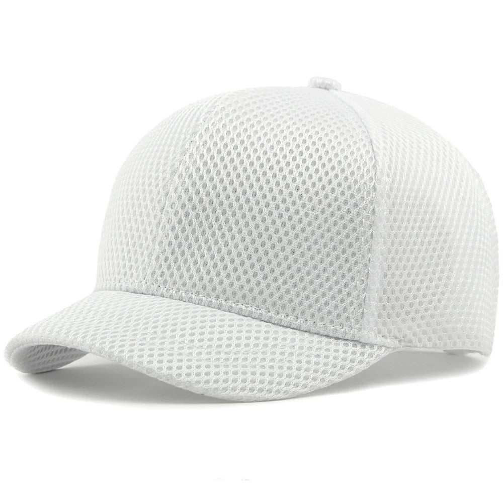 HT4828 5CM Short Brim Baseball Cap Male 6 Panels Baseball Hat Breathable Mesh Trucker Cap Men Women Solid Plain Snapback Cap