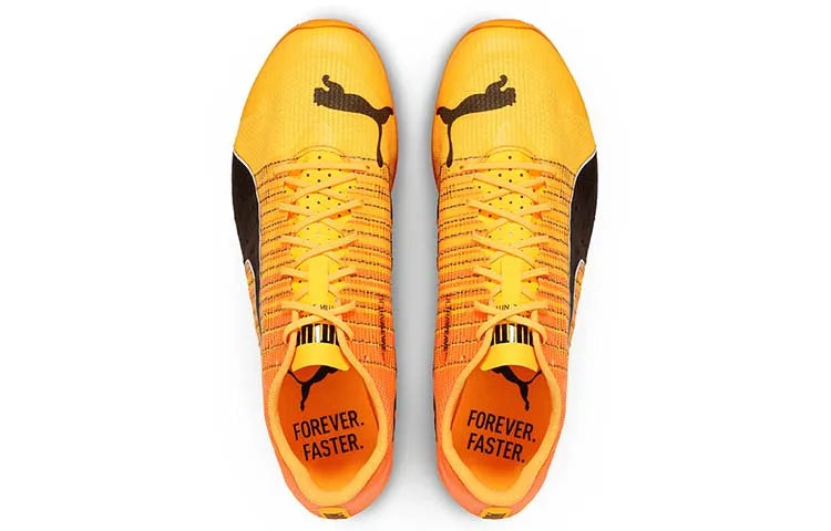 Baskets Puma evoSpeed Sprint Nitro 2 Sun Stream noires, couleur orange « Sunset Glow », 380002-01.