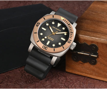 San Martin 42mm Retro Titanium Diver Watch NH35 Automatic Men Mechanical Watches Bronze Bezel Sapphire Luminous Waterproof 200m