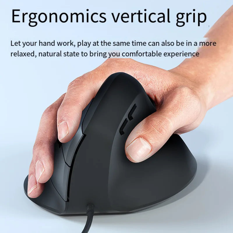 Wired Right Hand Vertical RGB Mouse Ergonomic Gaming Mouse 1600DPI USB Optical Wrist Healthy Mouse for PC Computer