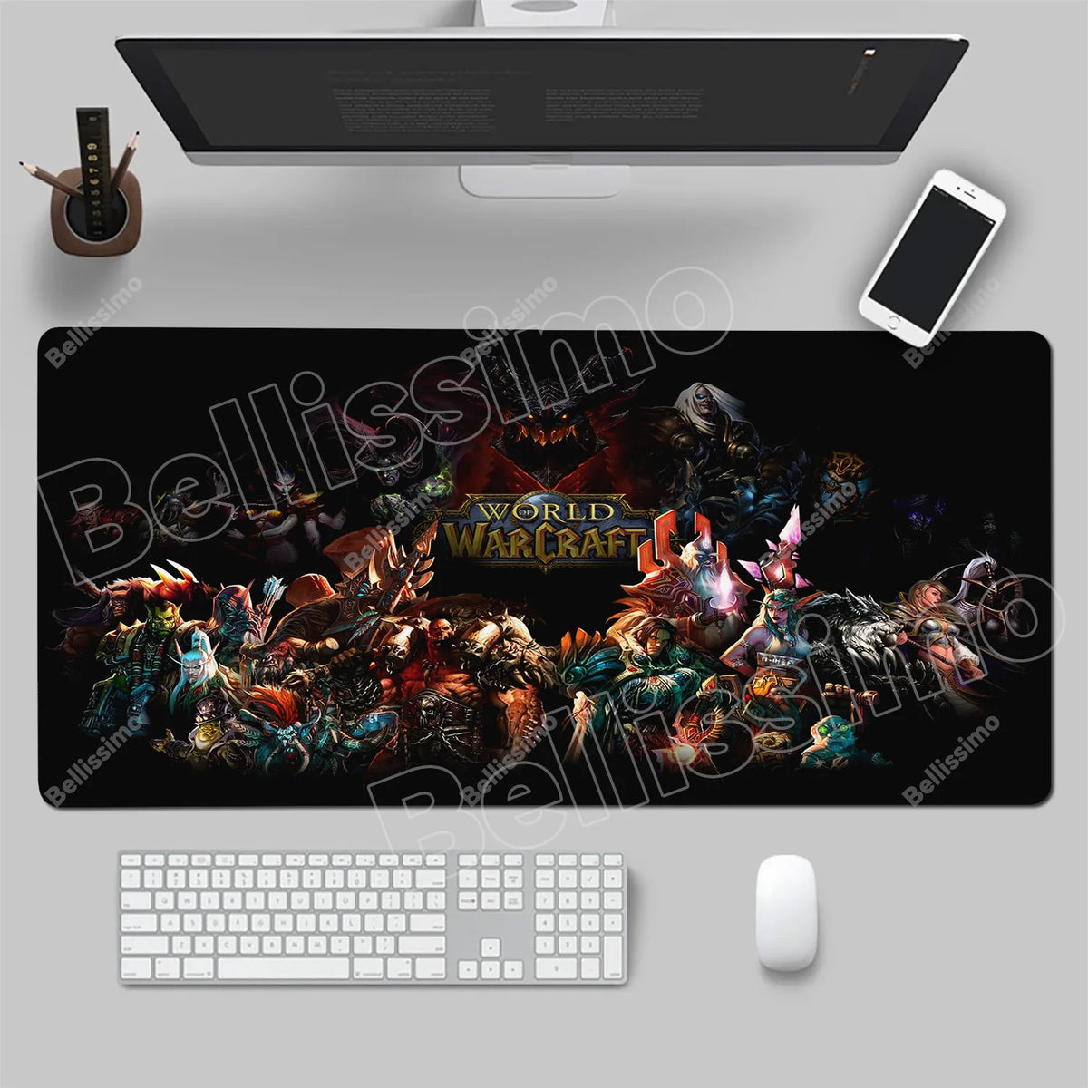 World Of Warcraft 90x40 stor spelmusmatta för spelbord, spelunderlägg för CS:GO, naturgummimatta, Grande Gamer XXL, datormusmatta