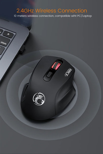 Silent Rechargeable 1600 DPI Adjustable 2.4GHz Wireless Connection Mouse Quiet Click For Office Use Compatible With PC Laptop