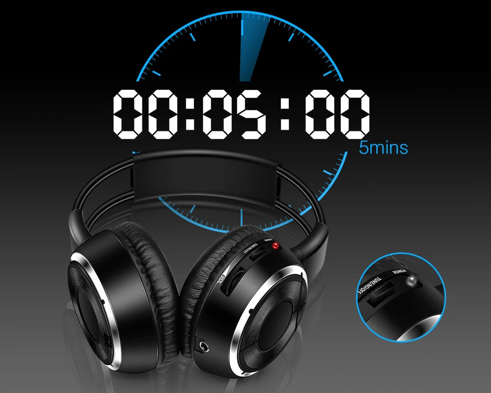 RF Silent Disco Foldable Wireless Headphones Bundle 3 Pack with 500m Transmitter, Stereo Party Headsets for TV, DJ, Dance & Events