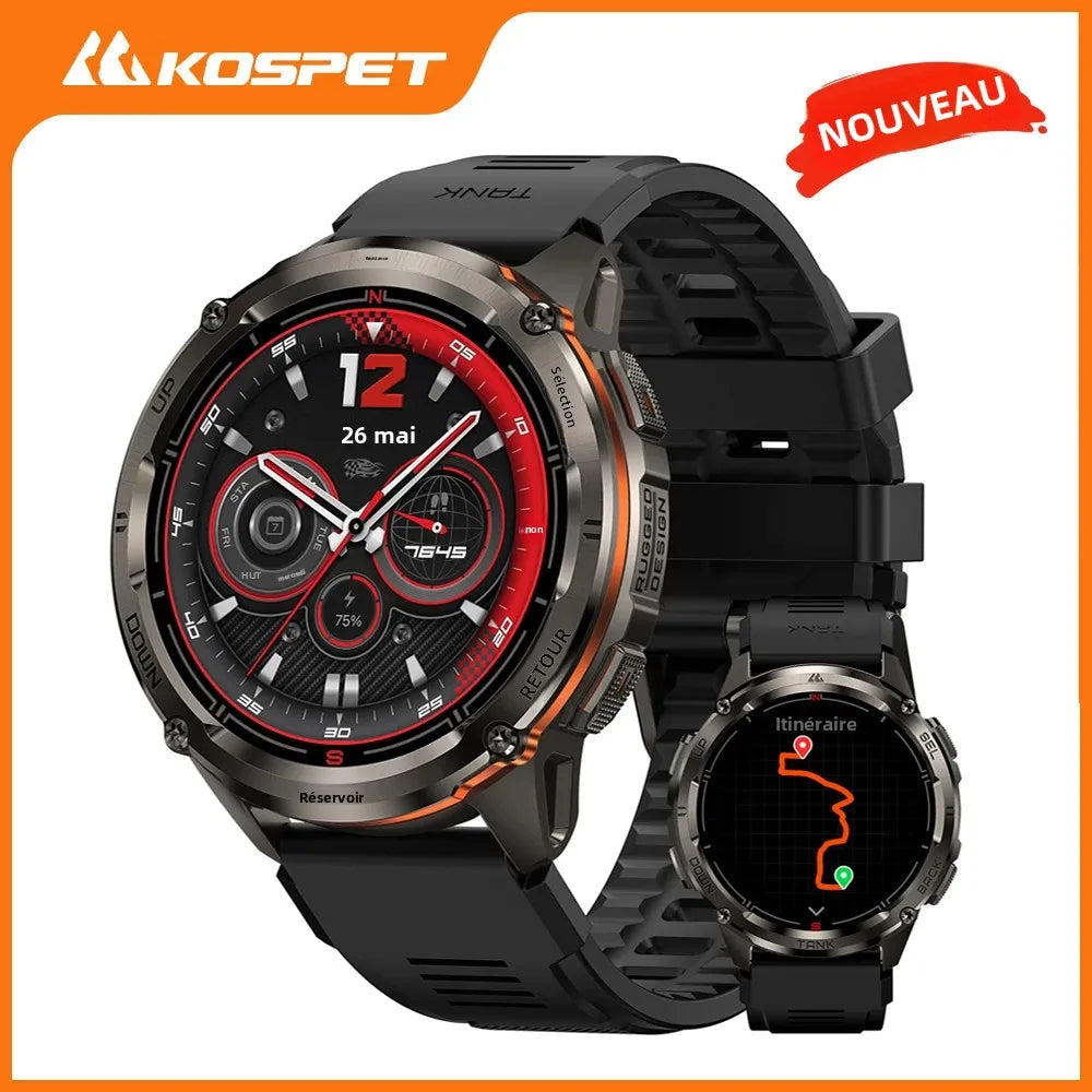 Ceas inteligent KOSPET TANK T3 Ultra 2 pentru bărbați, cu GPS, din oțel inoxidabil, rezistent la apă până la 50 m, IP69K, monitor de sănătate, compatibil cu Android și iOS