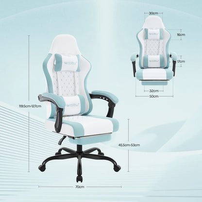 Silla de ordenador giratoria WOLTU con función de masaje, silla de oficina ergonómica con almohada y reposapiés, silla gaming ajustable en altura