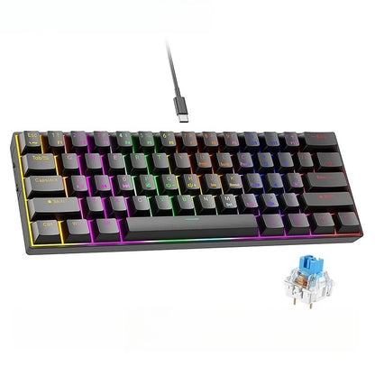 60% mechanical keyboard 61 key wired luminous gaming keyboards Gamer keyboard for computer PC ergonomic black white key board