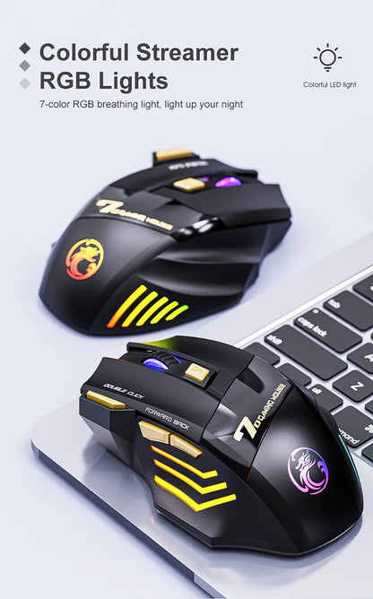 Wireless Gaming Mouse USB IMICE GW-X7 3200DPI Dual Mode Rechargeable 7 Keys 2.4GHz Silent Mouse Bluetooth 7-color Breathing LED