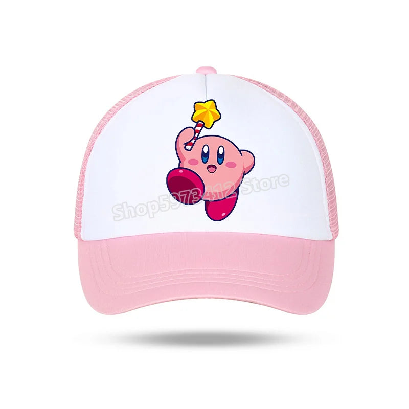 Kirby Summer Baseball Polyester Hats Universal Casual Cap Truck Driver Cartoon Peripheral Items Adult Adjustable Children Action