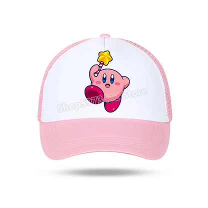 Kirby Summer Baseball Polyester Hats Universal Casual Cap Truck Driver Cartoon Peripheral Items Adult Adjustable Children Action