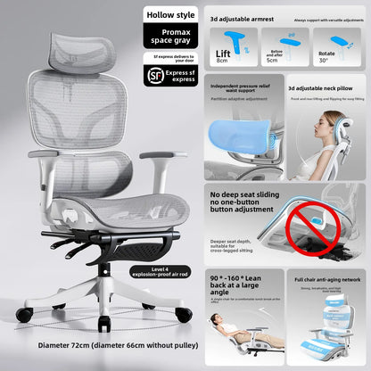 Ergonomic Office Chair Comfortable Long Sitting Home Gaming Computer Recliner Nap Chair Adjustable Height Lumbar Support Swivel