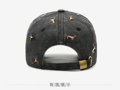 New puppy retro spring and autumn fashion washed Auteng soft top baseball cap, street worn new duckbill hat with embroidery