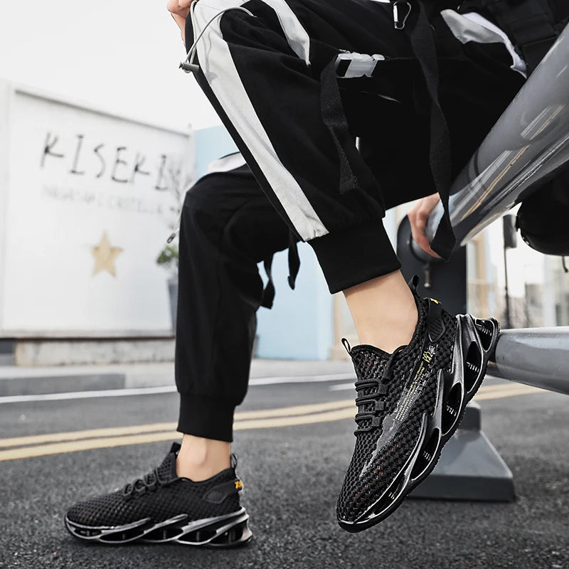 Sommer-sneakers til mænd i mesh, åndbare løbe- og tennissko til udendørs sport, Tenis Masculino, hvide casual vandresko, størrelse