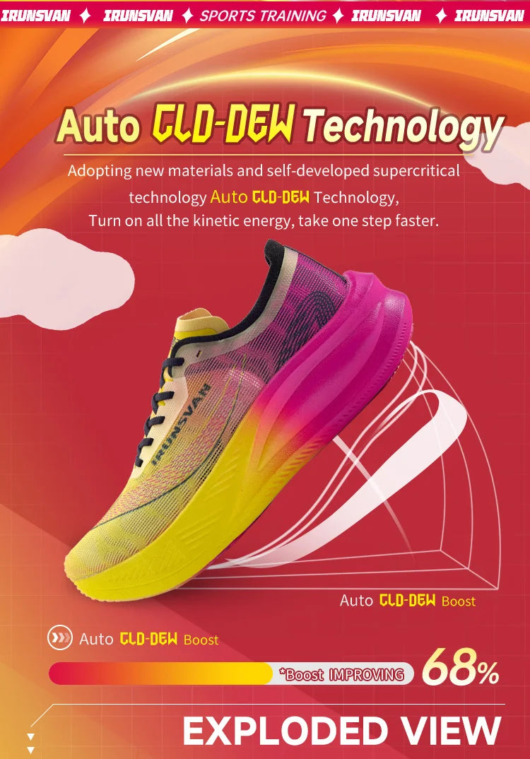 IRUNSVAN Nylon Carbon Plate Professional Marathon Running Shoes for Man Lightweight Cushioning Training Outdoor Sneakers Women