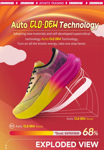 IRUNSVAN Nylon Carbon Plate Professional Marathon Running Shoes for Man Lightweight Cushioning Training Outdoor Sneakers Women