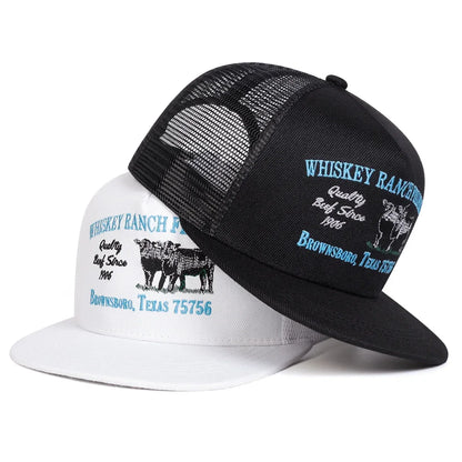 Unisex WHISKEY RANCH FEEDERS Embroidery Hip-hop Net Hats Spring Summer Outdoor Adjustable Casual Baseball Caps Sunscreen Hat Cap