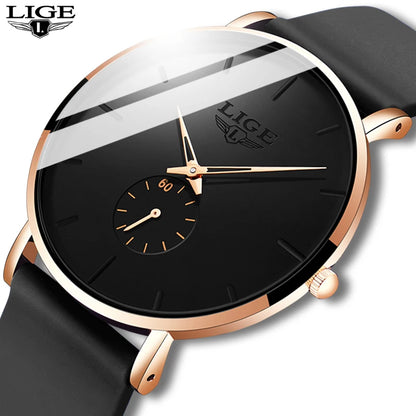 montre pour homme LIGE – Style sportif et tendance, marque de luxe, étanche, design épuré et ultra-fin, montre à quartz pour homme