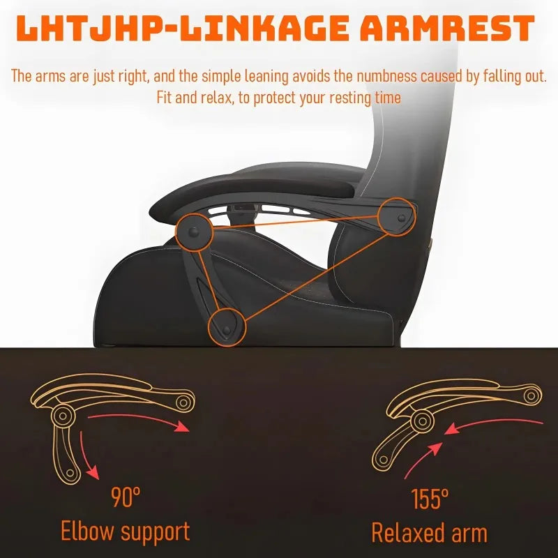 Hestora PU Leather Big and Tall Gaming Chair Ergonomic High Back Computer Chair with Footrest Massage Lumbar Support for Adults