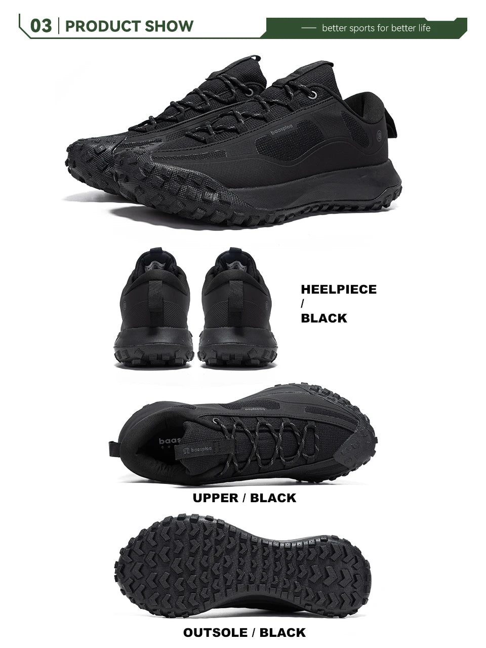 Baasploa vandringsskor för män – bekväma, mjuka, vattentäta, slitstarka, halkfria trekking-sneakers för utomhusbruk och klättring