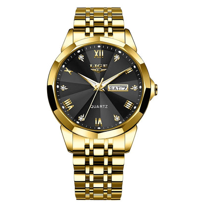 LIGE women’s quartz wristwatch – Elegant and luxurious, displaying the date and day of the week – A simple, water-resistant watch, ideal as a gift for women