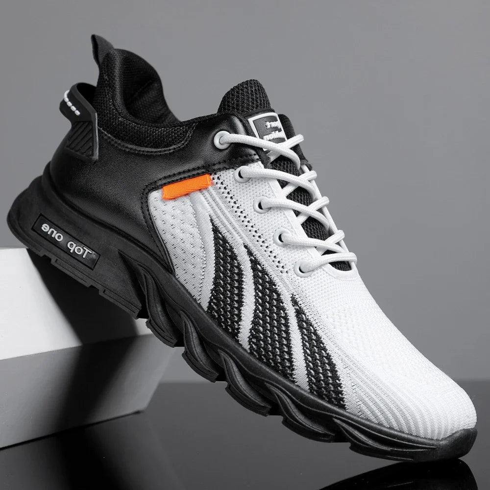 Moda Herrsneakers Mesh-skor Casualskor Snörskor för män Lätta vulkaniserade skor Promenadsneakers Zapatillas Hombre
