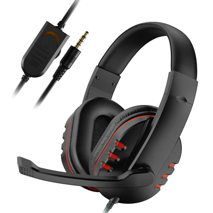 3,5 mm bedrade gamingheadset met microfoon voor PS4, pc en laptop, stereo gaminghoofdtelefoon met ruisonderdrukkende microfoon, bedrade over-ear gamingheadset