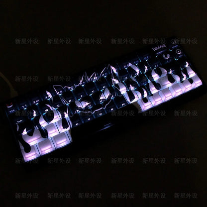 Grimace, Anime Side Carved Translucent Cherry Key Cap PBT 74 Key, 60/65/68 Layout Mechanical Keyboard
