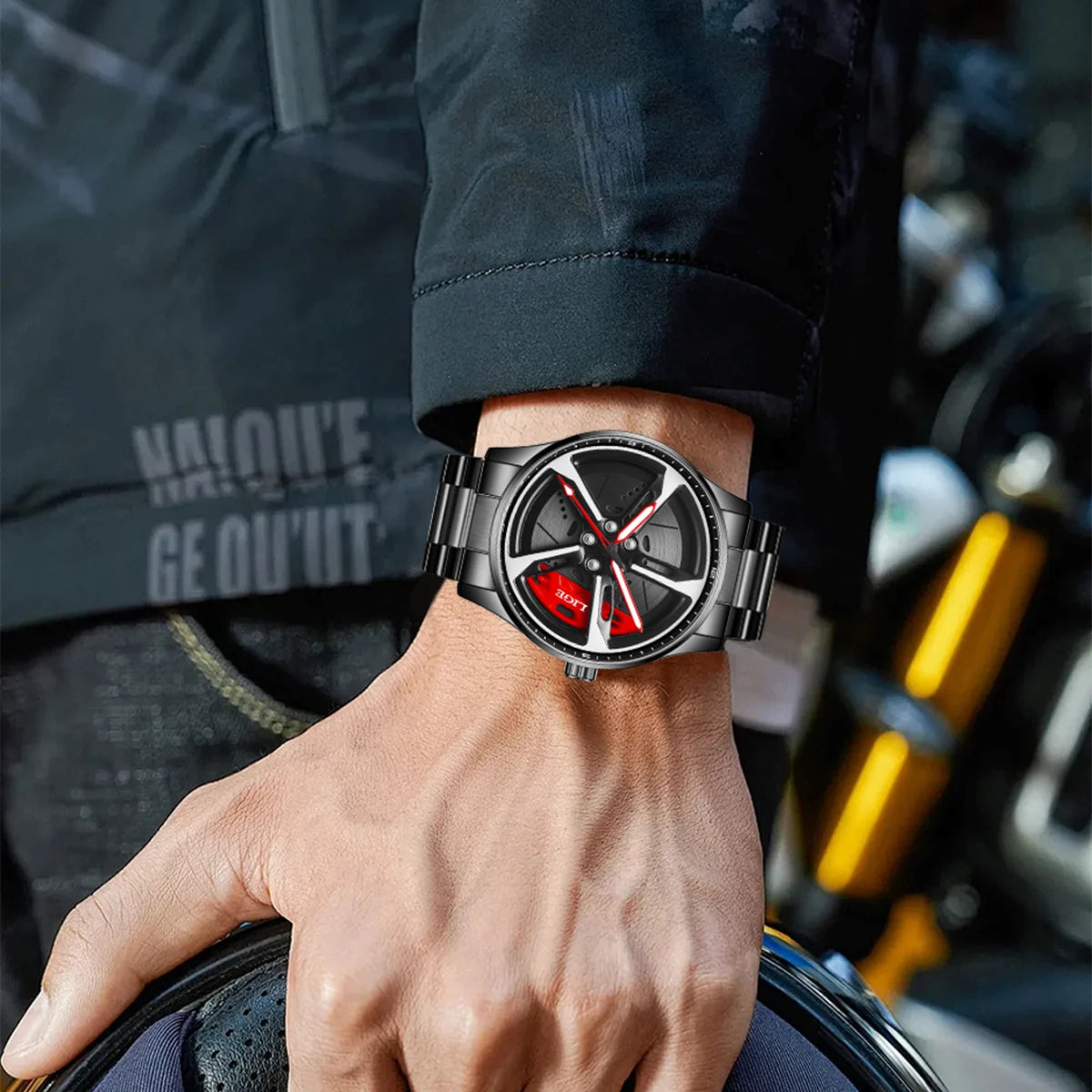 LIGE luxe herenhorloge – Model met draaibare wijzerplaat, waterdicht, van roestvrij staal, met verlichte display – Cadeautip voor mannen (Halloween)