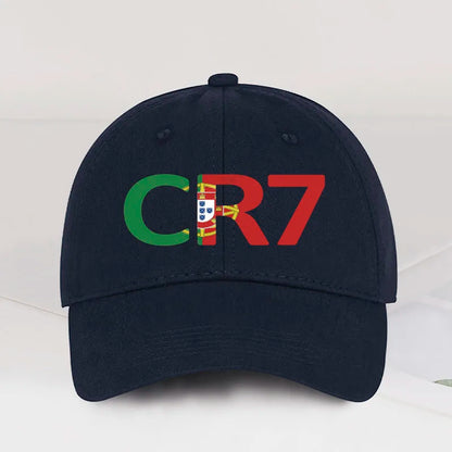CR7 Portugal Print Black Baseball Cap Adjustable Unisex Football Player Casual Sun Hat